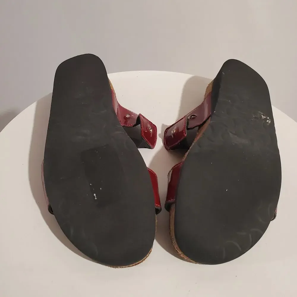 Naot Ashley Patent Leather Jeweled Slip On Wedge Footbed Sandals Size 9 EU 40